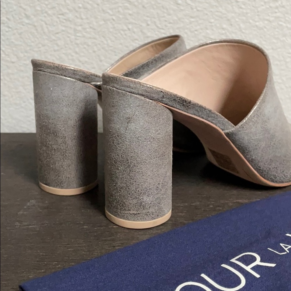 Pour la Victoire peep toe mules slides pewter 7.5 - Picture 5 of 7